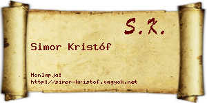Simor Kristóf névjegykártya